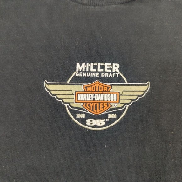 Harley Davidson Miller Genuine Draft 95th Anniversary Men’s Black T-Shirt Sz XL - Picture 3 of 6